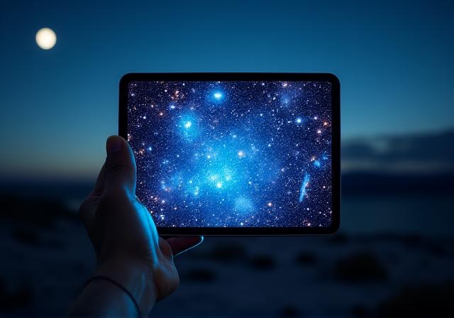 De Stellartrek Astrogator app in gebruik voor routeplanning door de sterren